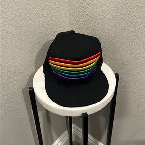 Black Hat with Rainbow Stripes NWOT